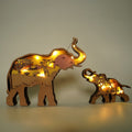 3D Wooden Animals Elephant Carved Statue Parent-Child Office Home Crafts